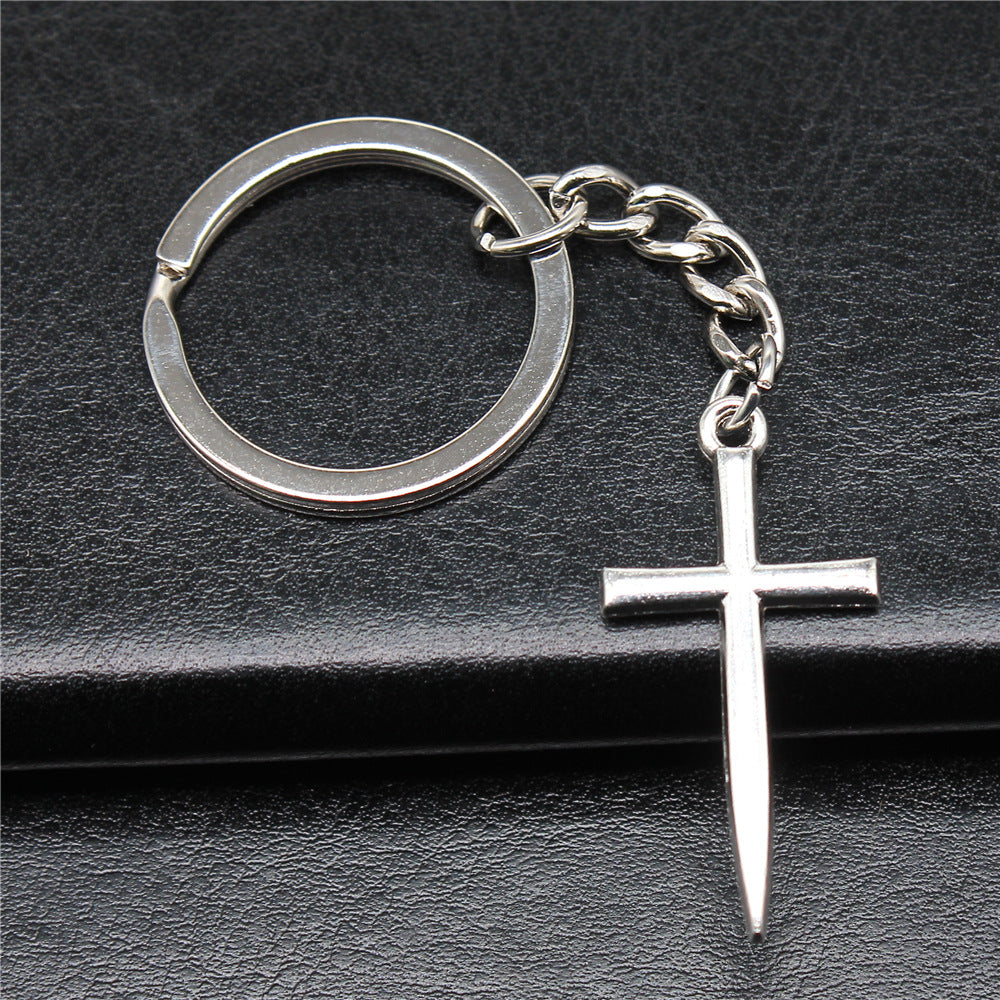 Wholesale 10PCS Cross Pendant Metal Keychain